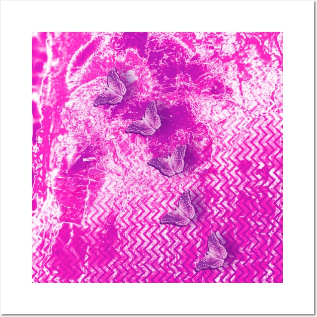 Hot pink grunge butterflies Wall Art by hereswendy